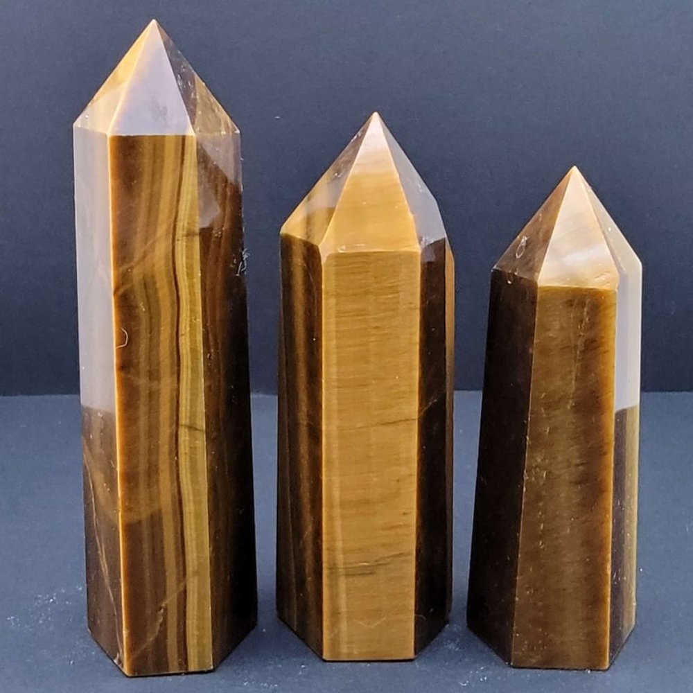 3 inch Tiger's Eye Stone Point Obelisk Natural Crystal Tower Home Decoration
